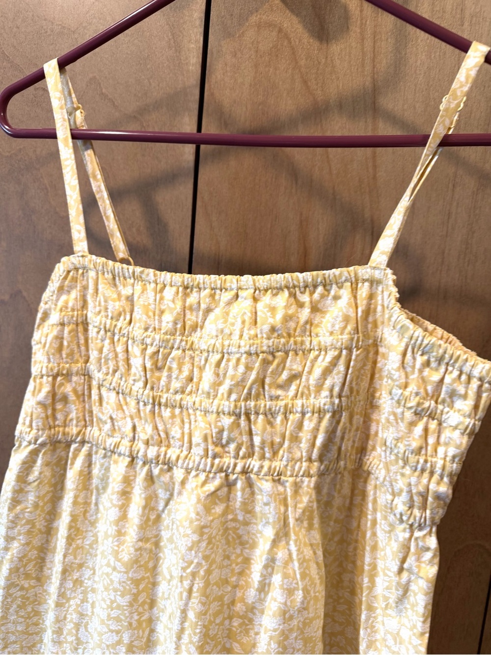 🎅🏻 SALE True Craft NWT large Yellow Smocked Strap maxi Sundress - Picture 4 of 7